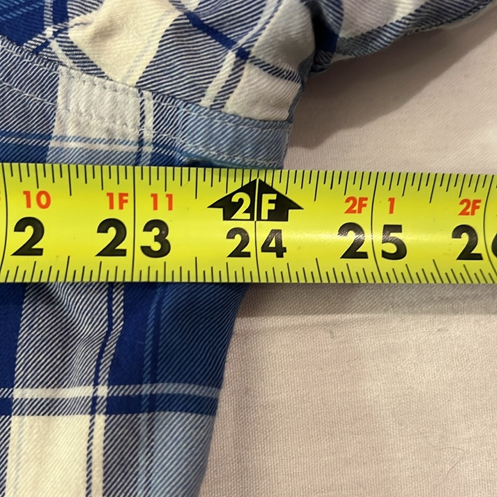 EUC LL Bean Blue and White Plaid Fleece Lined Flannel with Snap Closure - Picture 4 of 4